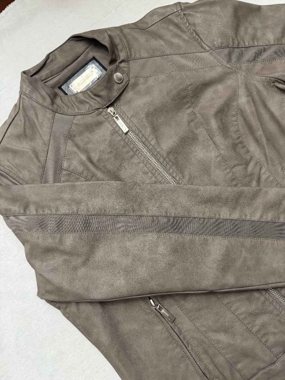 JouJou women's taupe/brown faux leather moto jacket
